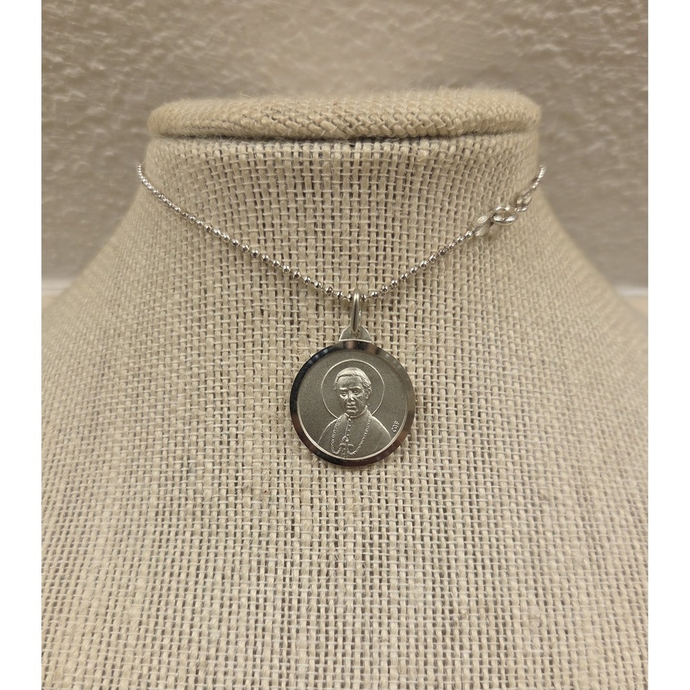 St. John Neumann Medallion On 10" Sterling Silver Chain Education, Immigration